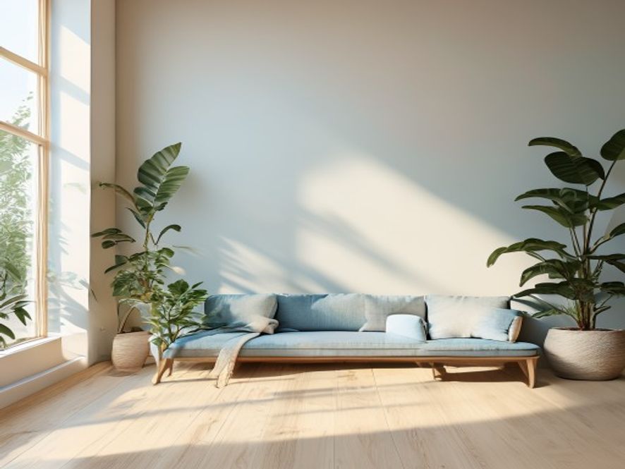 Modern office environment with ergonomic workspace and natural lighting